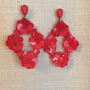 J.crew red sequin flower earrings - lightweight